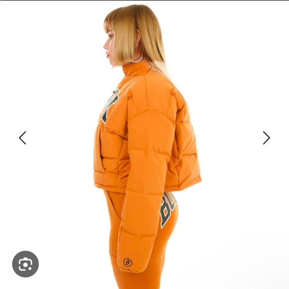 Body by Raven Tracy Orange Half Zip Puffer Jacket size Small - Picture 2 of 12